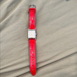 Red Leather Strap Men's Watch